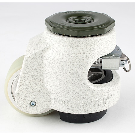 Foot Master Leveling Caster, Ratchet, 63 mm PU Wheel, 1/2-13 Stem, Swivel, 500 kg Cap, NBR Foot Pad, Ivory GDR-80-S-HUP-1/2